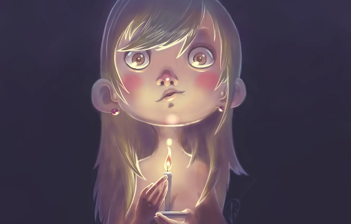 Фото обои рисунок, свеча, девочка, Candle