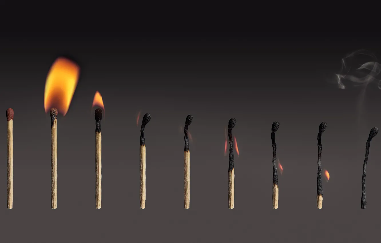 Фото обои огни, дым, спички