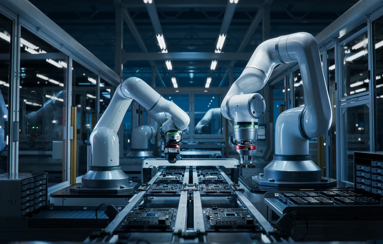 Фото обои robot, machine, factory, technology, smart, arm, industry, manufacture
