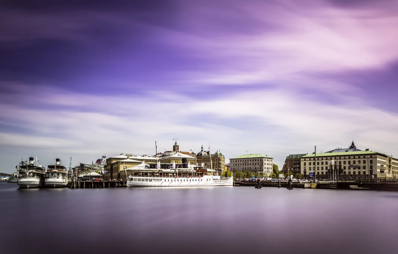 Фото обои город, корабли, Швеция, набережная, Vastra Gotaland, Nordstaden, Gothenburg, Sweden SE