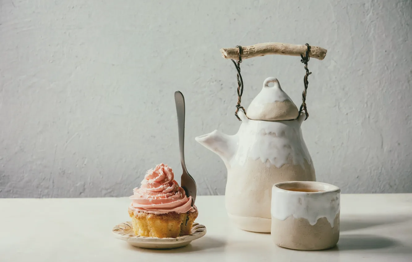 Фото обои чай, чайник, чашка, кекс, Natasha Breen
