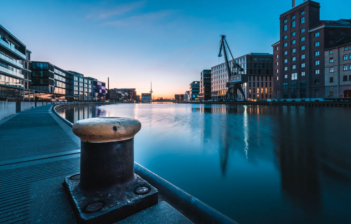 Фото обои город, Sonnenaufgang, Stadthafen Münster