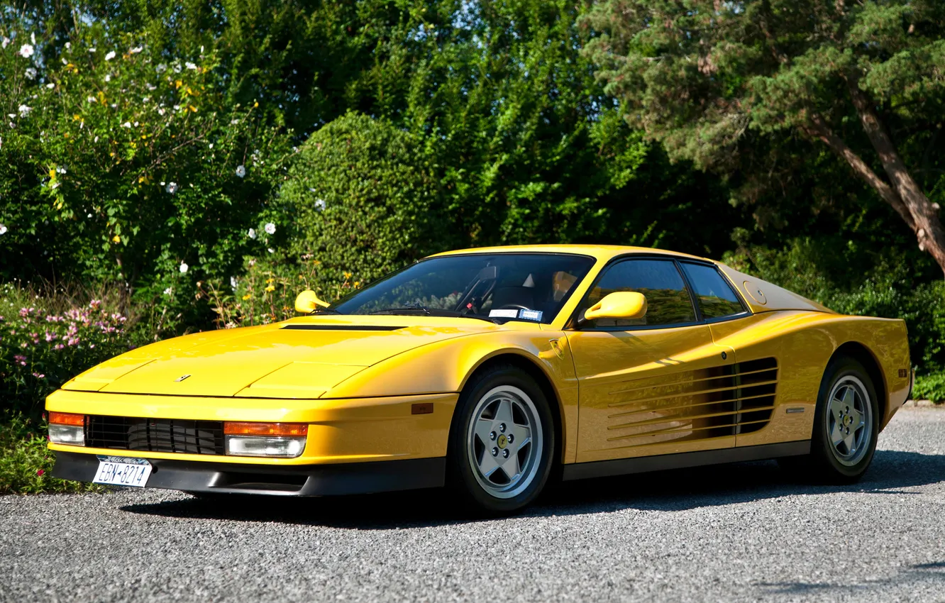 Фото обои ferrari, феррари, желтая, тестаросса, 512, Testarossa