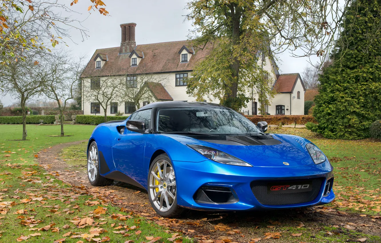 Фото обои авто, осень, синий, дом, Lotus, Evora, GT410