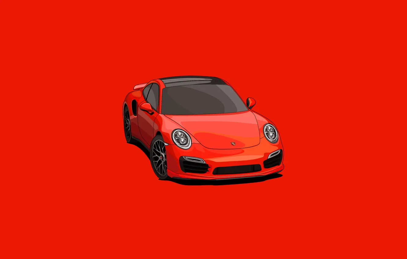Фото обои Красный, Авто, Минимализм, 911, Porsche, Машина, Red, Auto