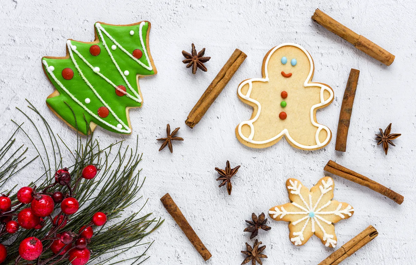 Фото обои украшения, Новый Год, печенье, Рождество, Christmas, wood, New Year, cookies