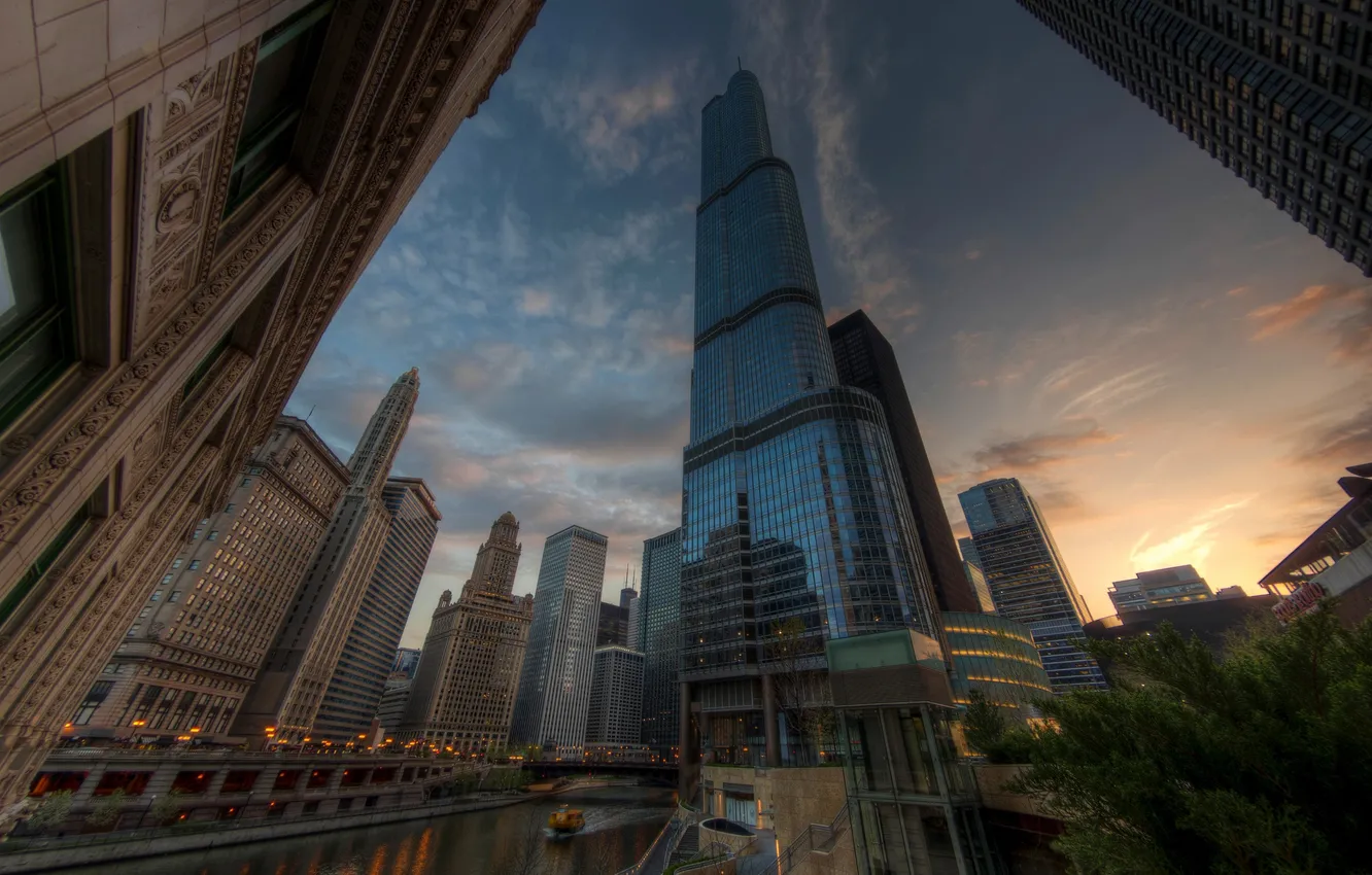 Фото обои город, небоскребы, Chicago, Illinois, USА