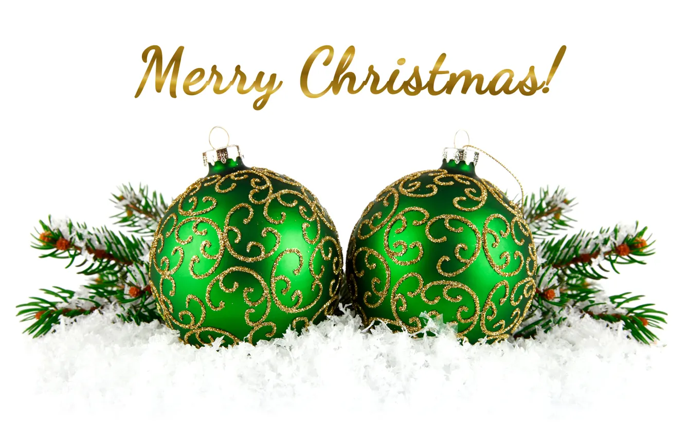 Фото обои украшения, шары, Новый Год, Christmas, balls, snow, New Year, decoration