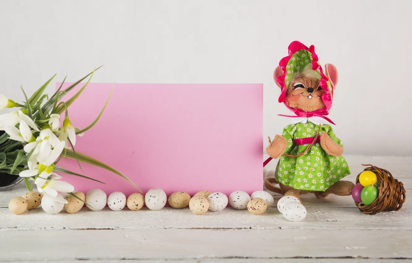 Фото обои цветы, яйца, кукла, пасха, Праздник