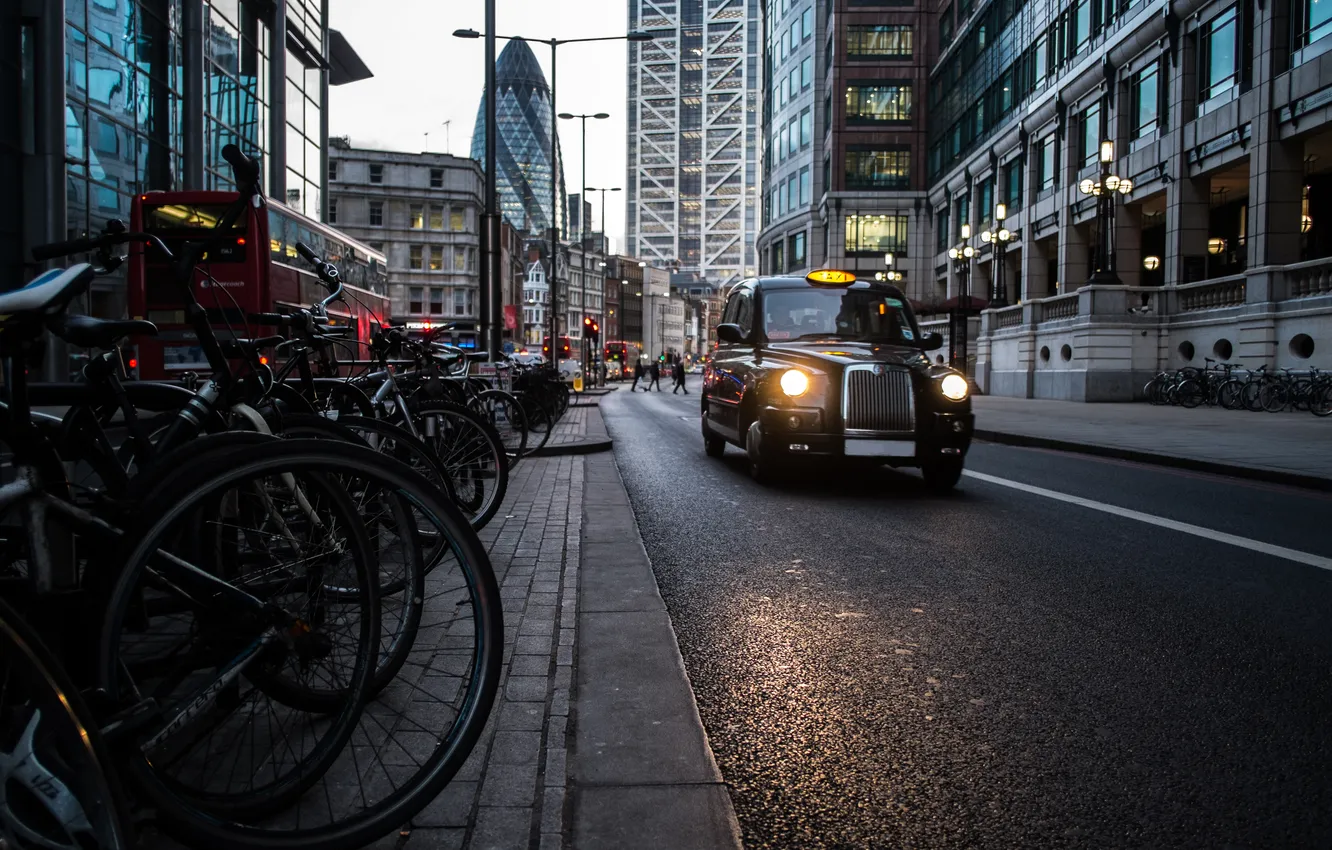 Фото обои улица, Лондон, такси, taxi, London