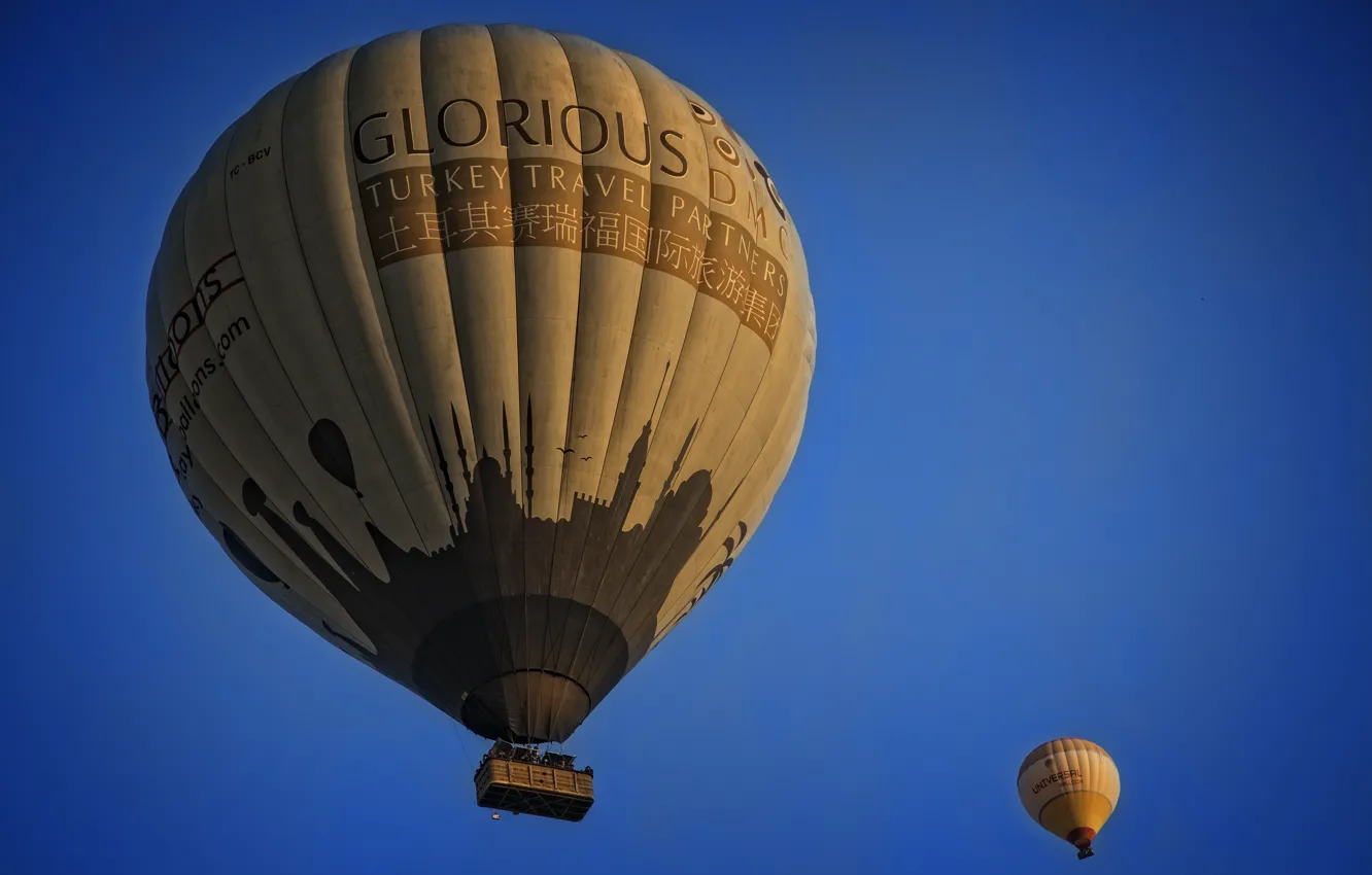 Фото обои blue sky, Turkey, Cappadocia, balloons, adventure, Kide FotoArt