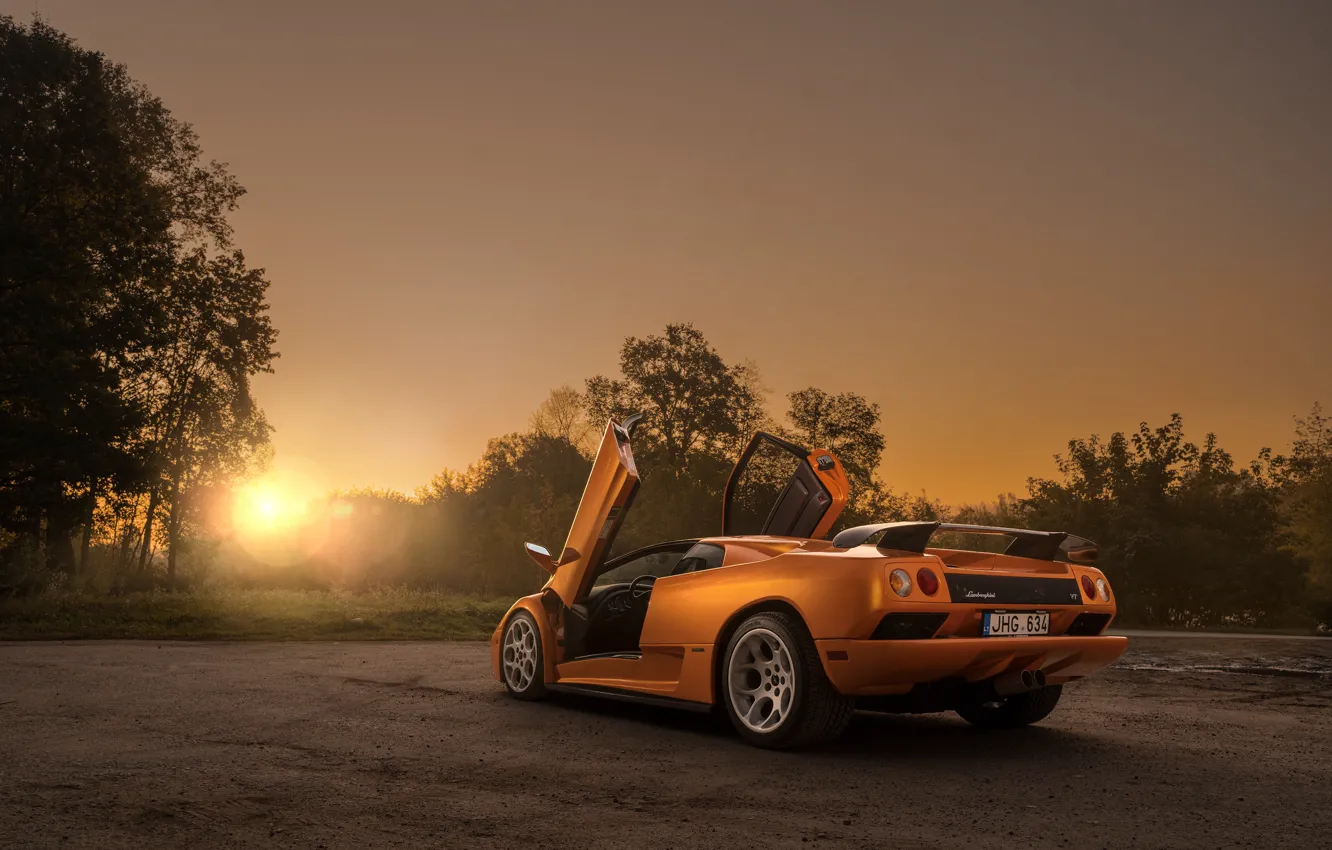 Фото обои закат, вечер, Lamborghini, суперкар, Diablo, Diablo VT, by Arnoldas Ivanauskas