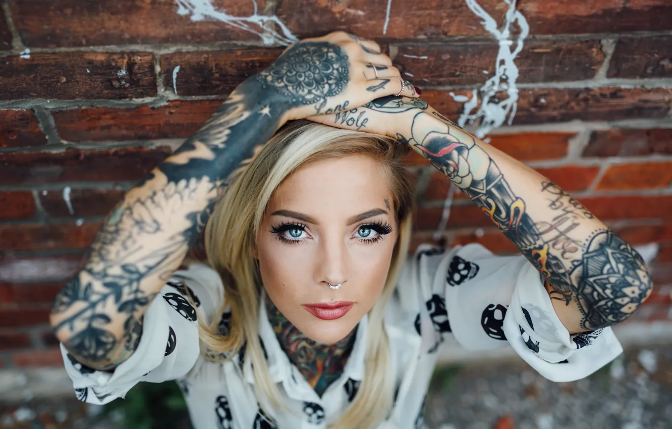 Фото обои глаза, тату, tattoo, madisonskye, татуированные девушки, tattoo girls