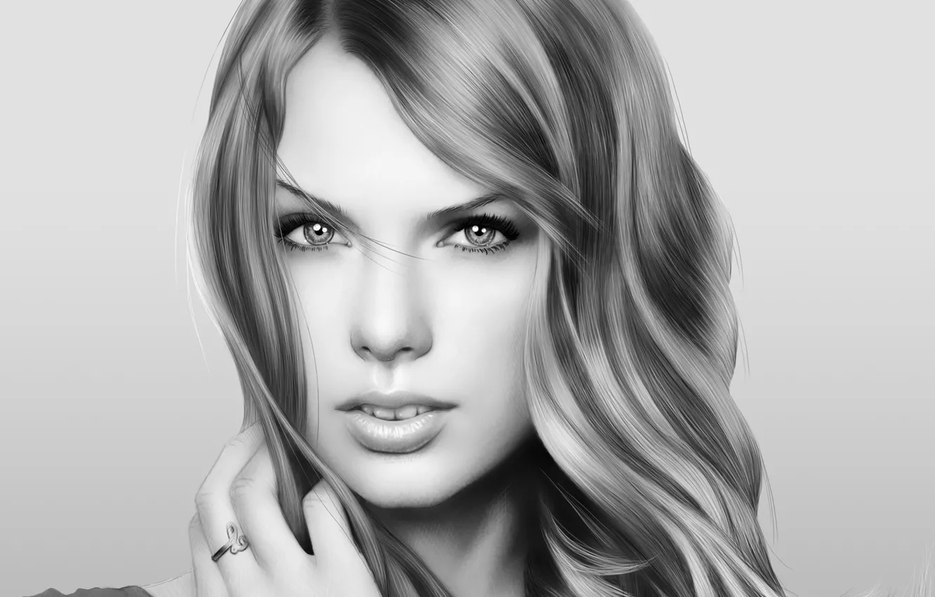 Фото обои взгляд, девушка, лицо, рисунок, портрет, Taylor Swift, painting