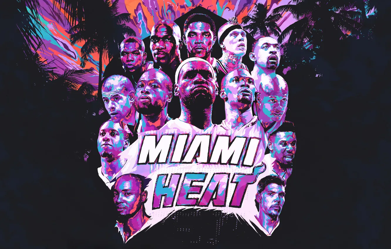 Фото обои Майами, Спорт, Команда, Баскетбол, Miami, NBA, Heat, Хит