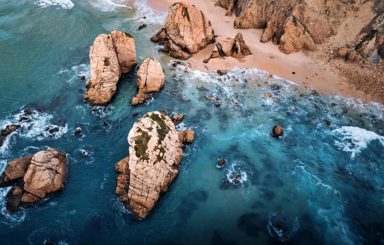 Фото обои море, пейзаж, скалы, обои, берег, wallpaper, картинка, sea