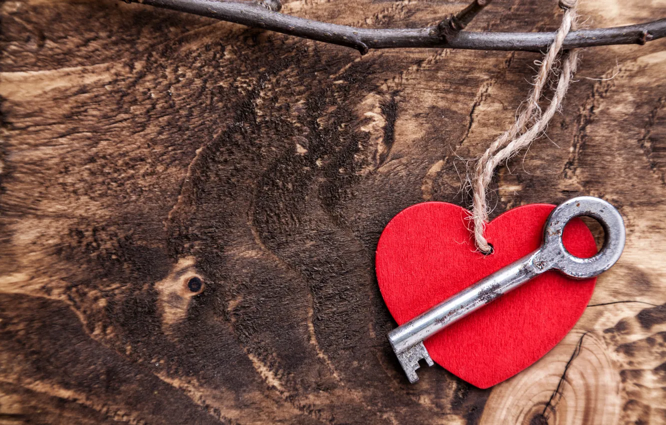 Фото обои любовь, романтика, сердце, ключ, red, love, heart, wood