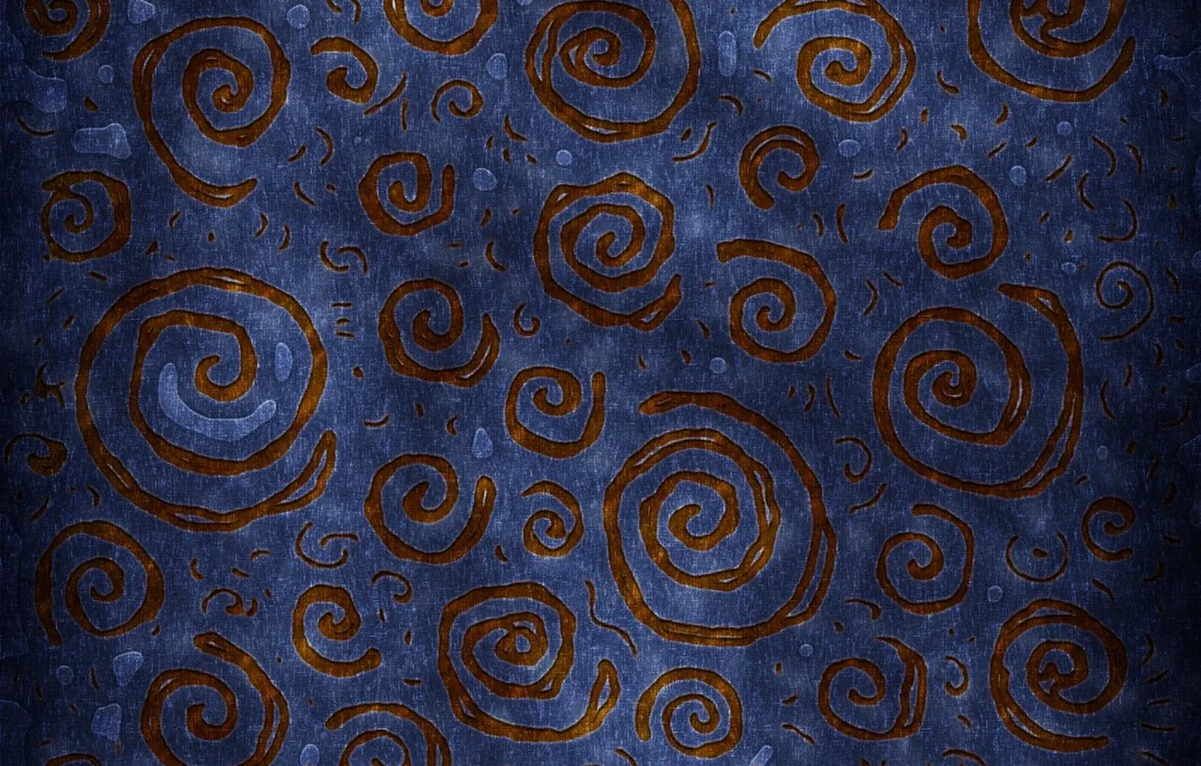 Фото обои синий, абстракция, коричневый, спиральки