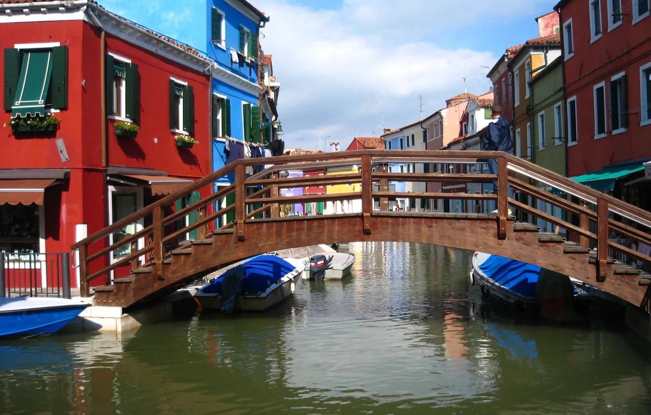 Фото обои Дома, Канал, Италия, Венеция, Italy, Bridge, Venice, Italia