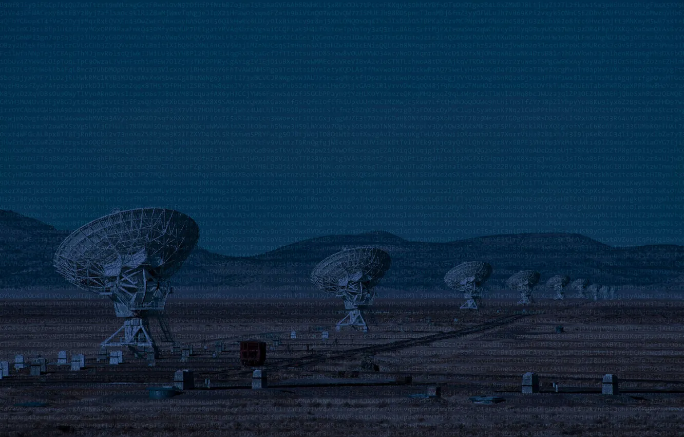 Фото обои антенна, цифры, технология, радиотелескоп, коды