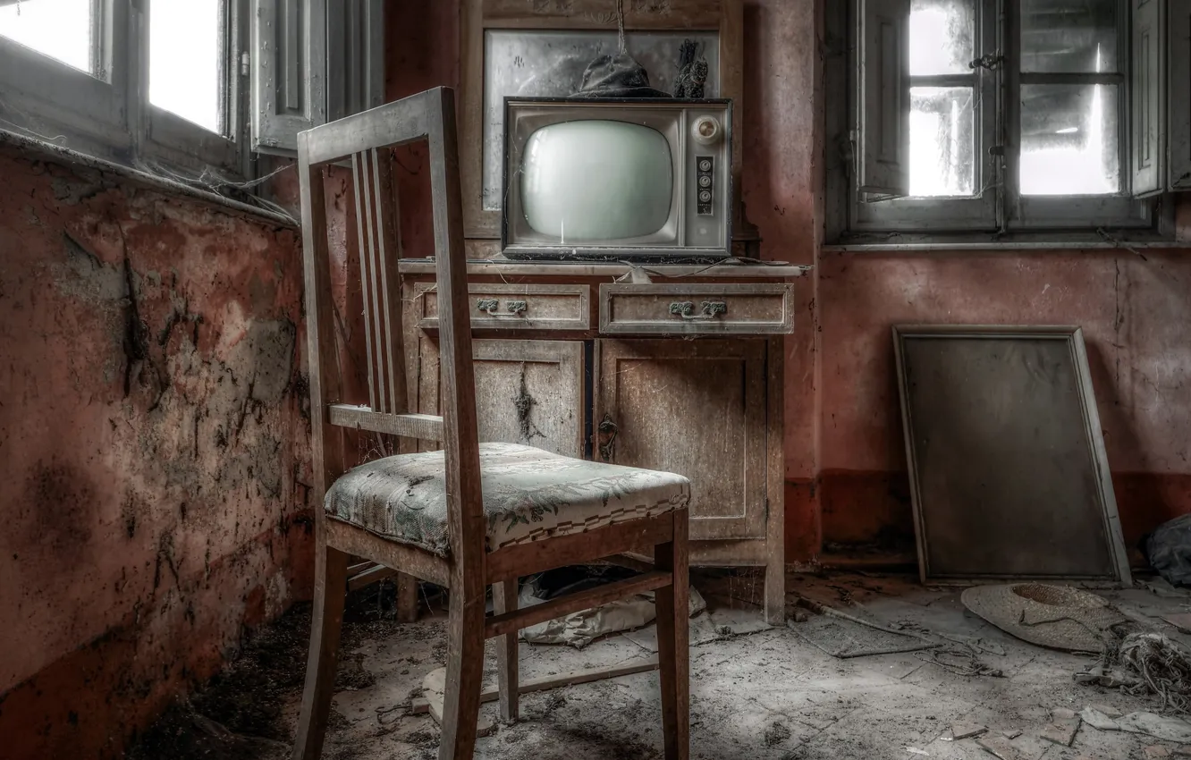 Фото обои комната, телевизор, стул