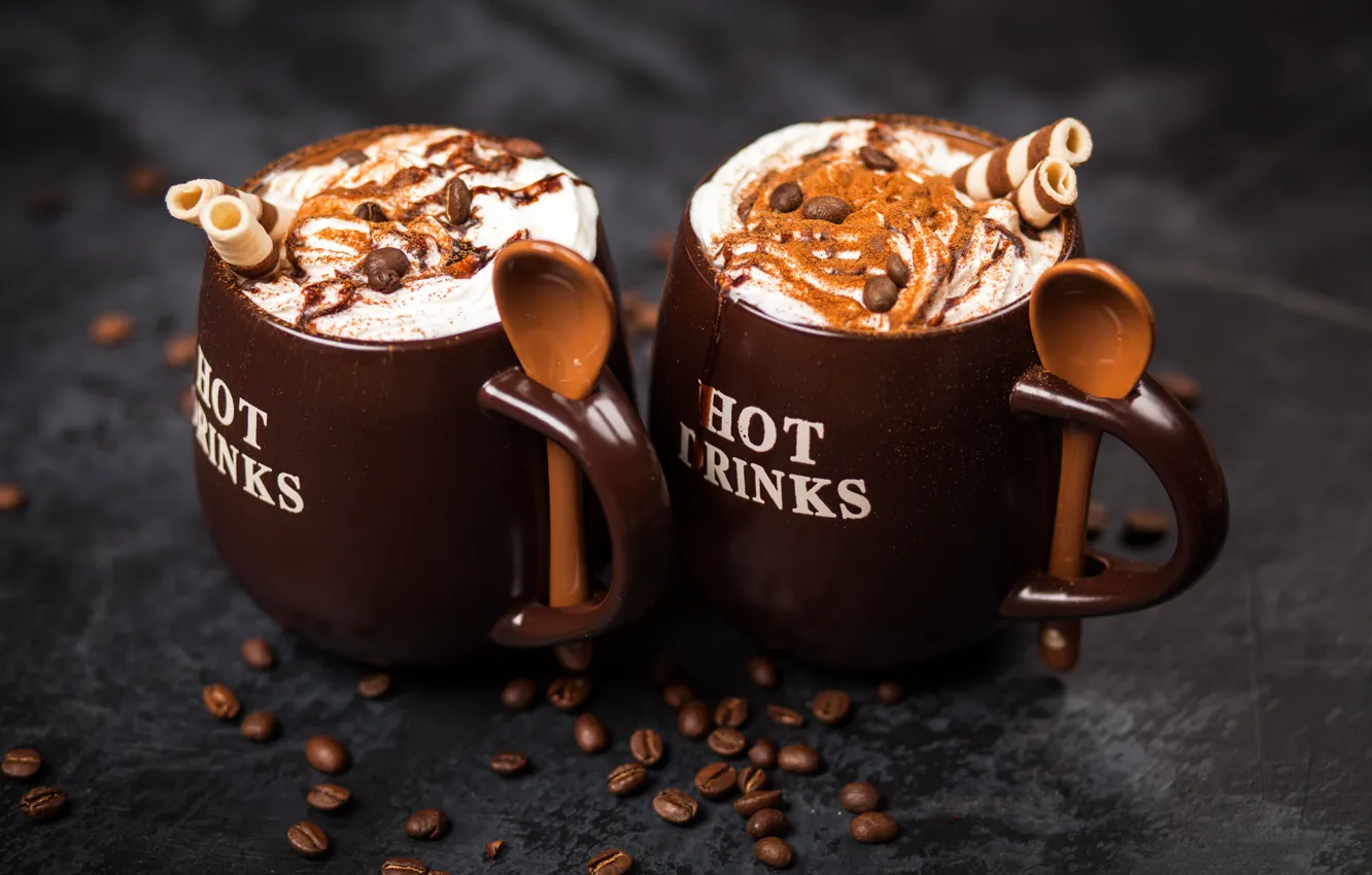 Фото обои кофе, шоколад, сливки, чашка, hot, корица, cup, какао