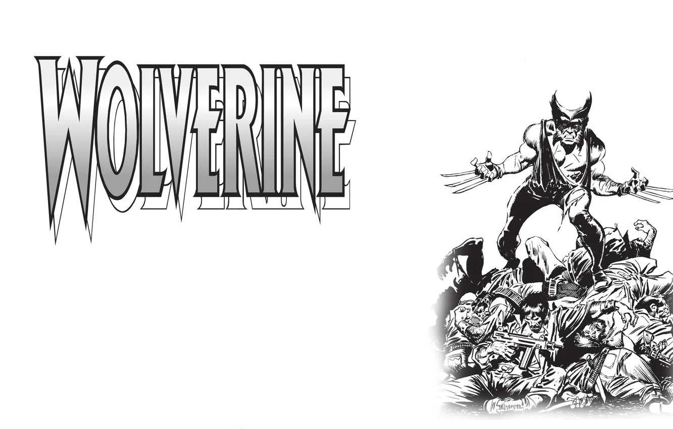 Фото обои когти, черно-белое, Росомаха, Логан, Wolverine, Logan, марвел, Marvel Comics