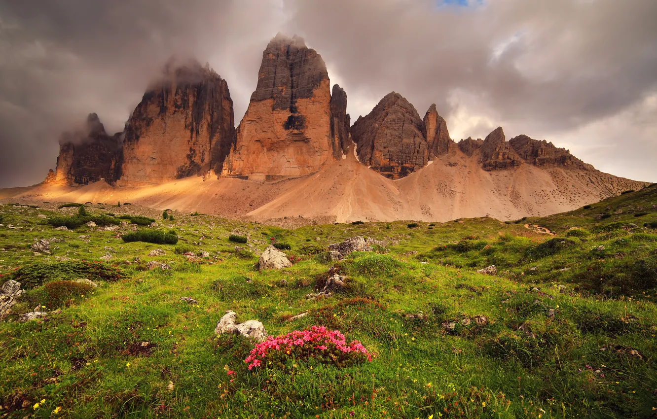 Фото обои лето, небо, горы, Monument, Sesto Dolomites