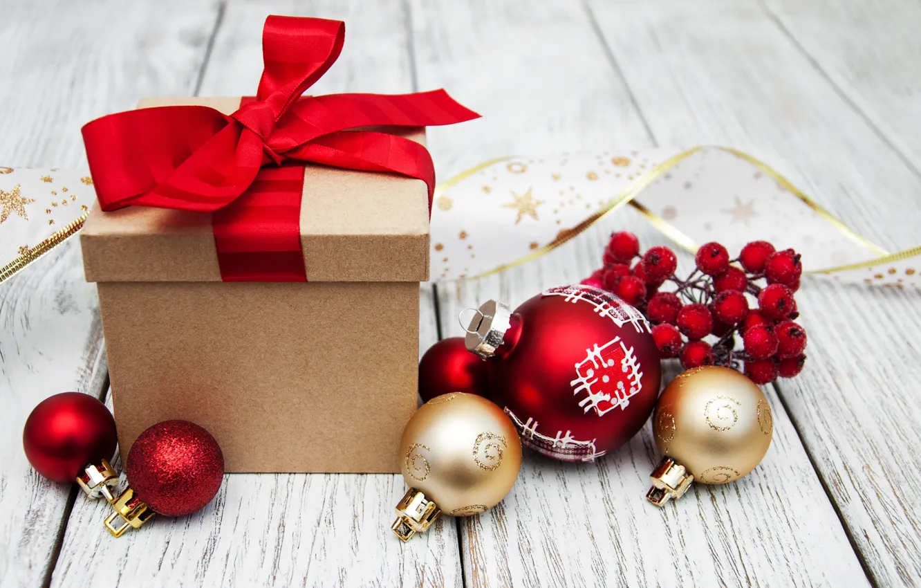 Фото обои украшения, подарок, шары, Новый Год, Рождество, christmas, balls, merry