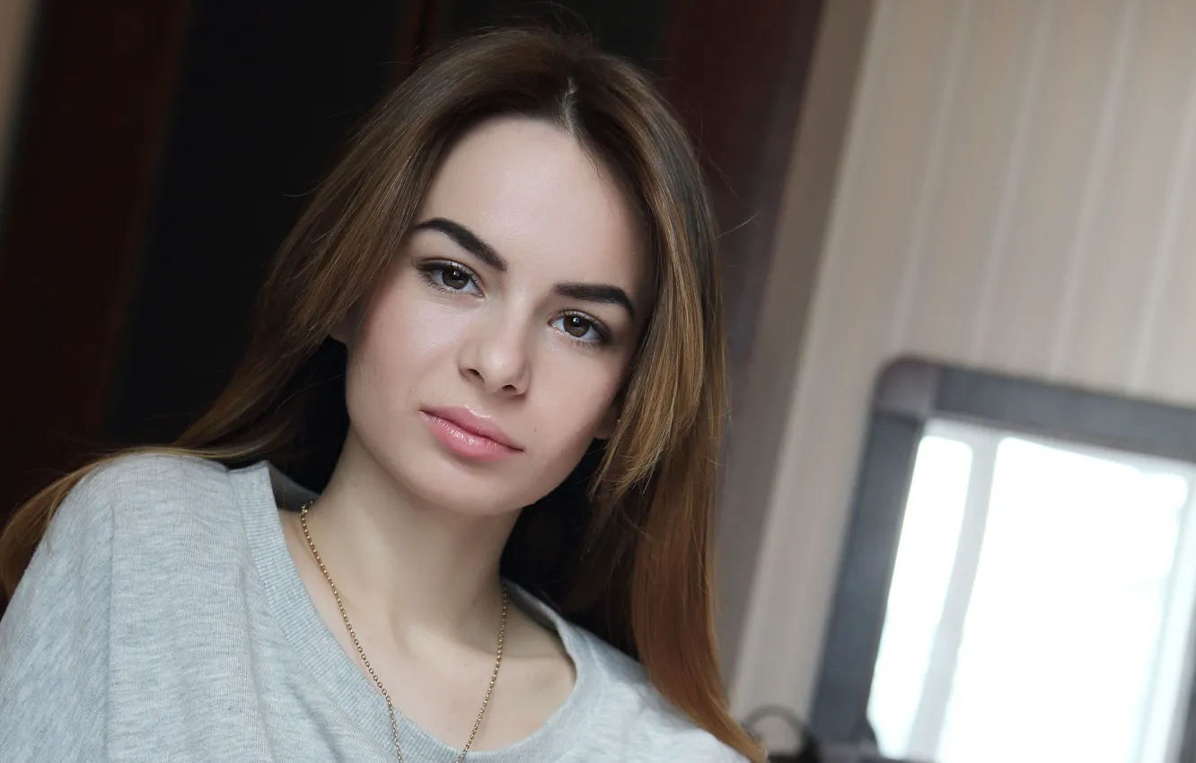 Фото обои взгляд, девушка, волосы