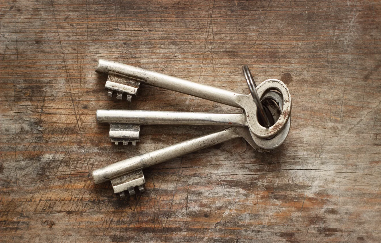 Фото обои metal, wood, keys