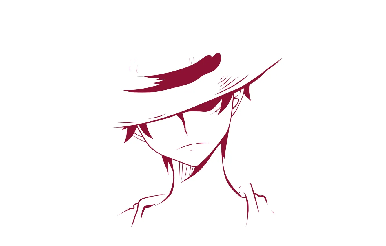 Фото обои минимализм, шляпа, парень, One Piece, Monkey D. Luffy