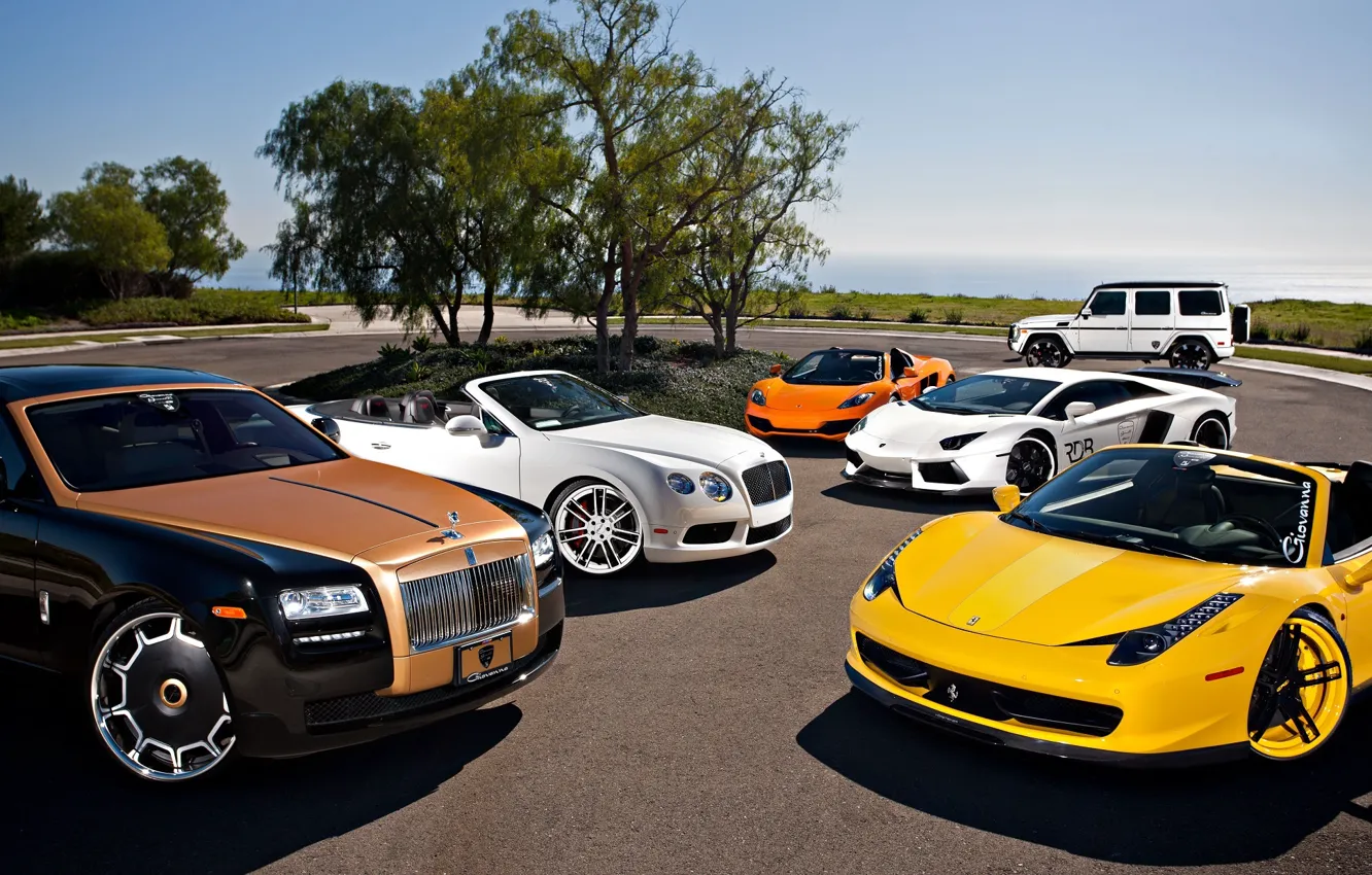 Фото обои McLaren, Mercedes-Benz, Bentley, Continental, Lamborghini, Rolls-Royce, Ferrari, Ghost
