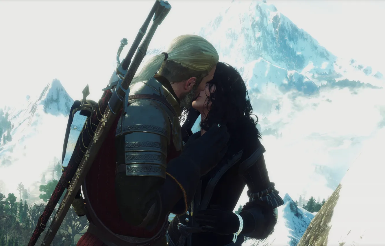 Фото обои поцелуй, Ведьмак, The Witcher 3, Geralt, Yennefer, My Beautiful Love