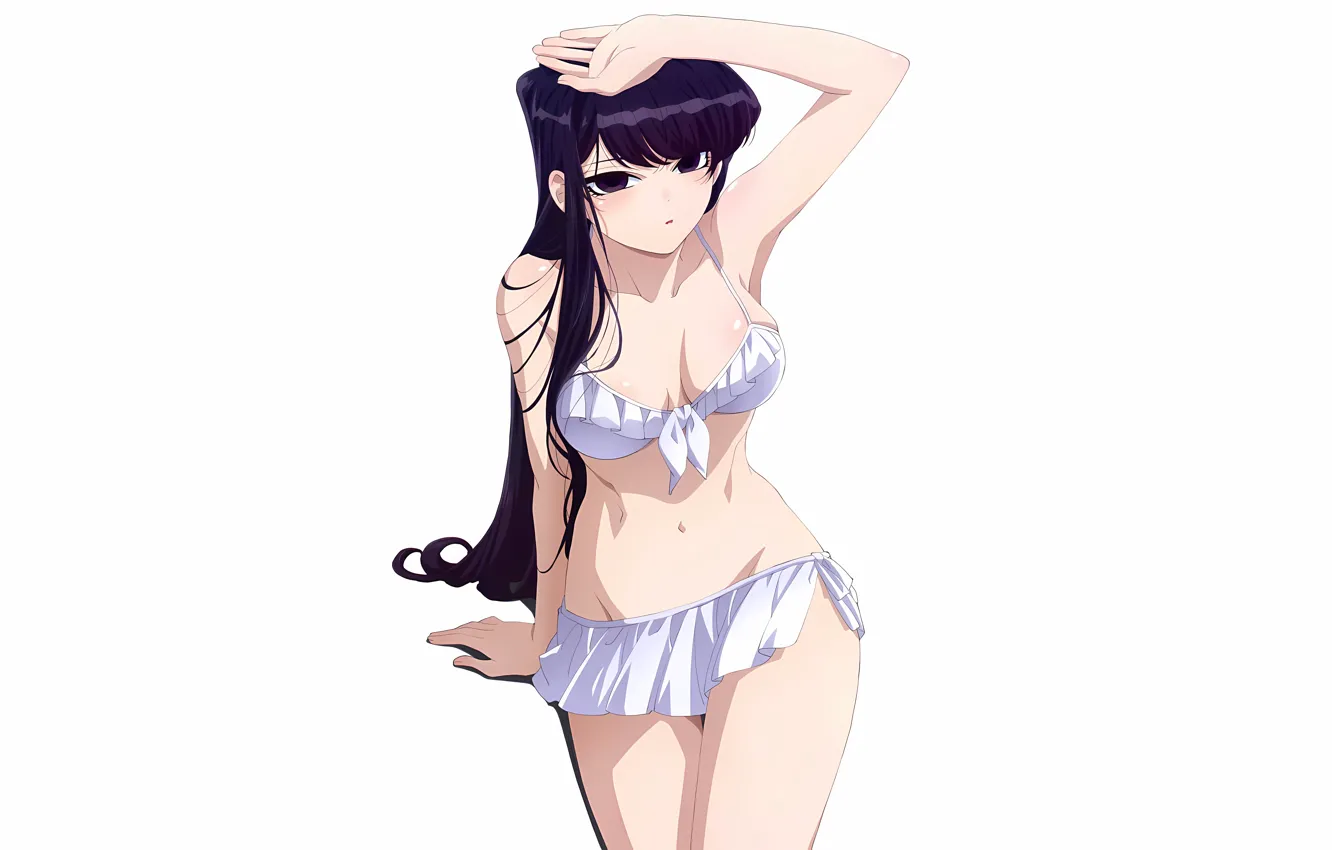 Фото обои girl, sexy, cleavage, long hair, boobs, anime, beautiful, purple eyes