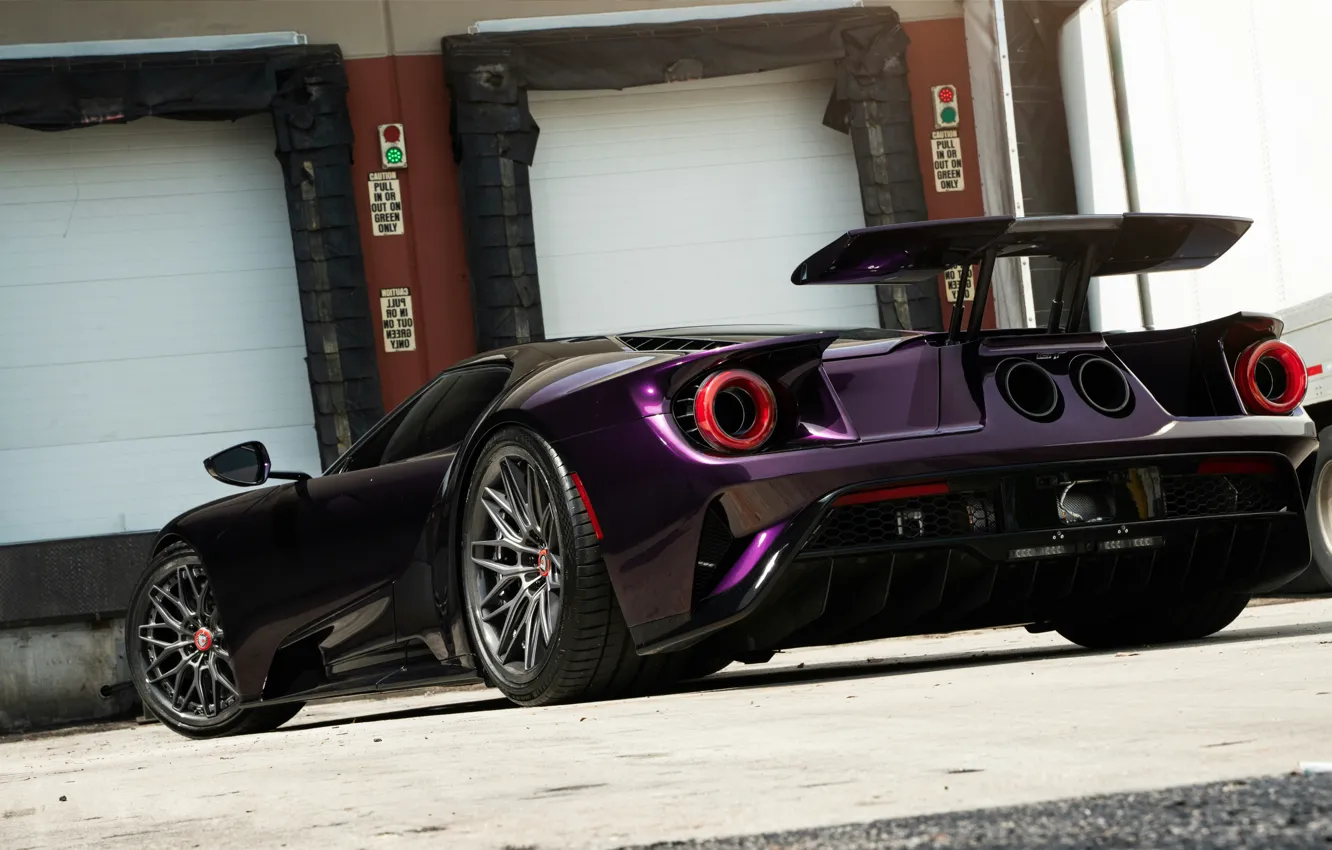 Фото обои Ford, Ford GT, Purple, Trailer, Wheels, Sportcar