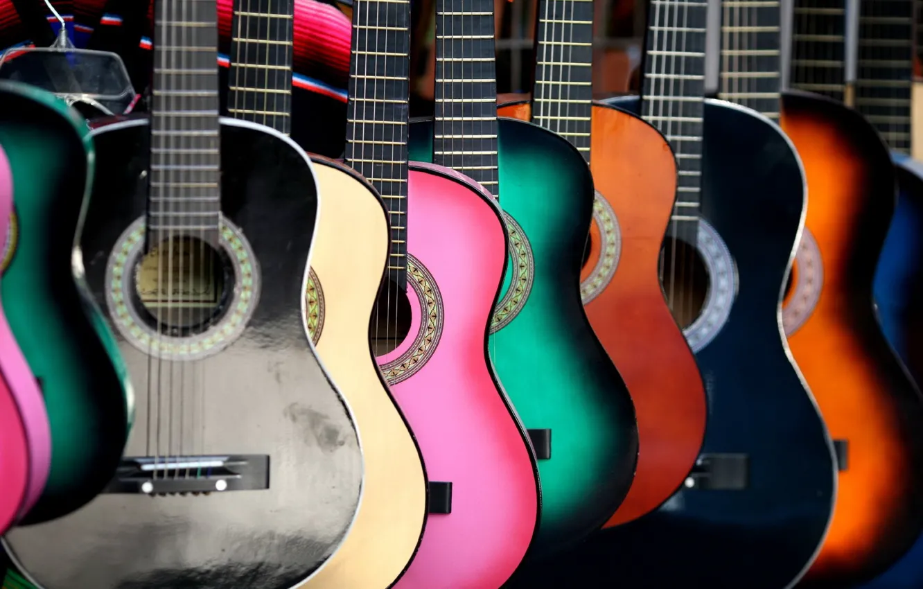 Фото обои фон, цвет, гитары