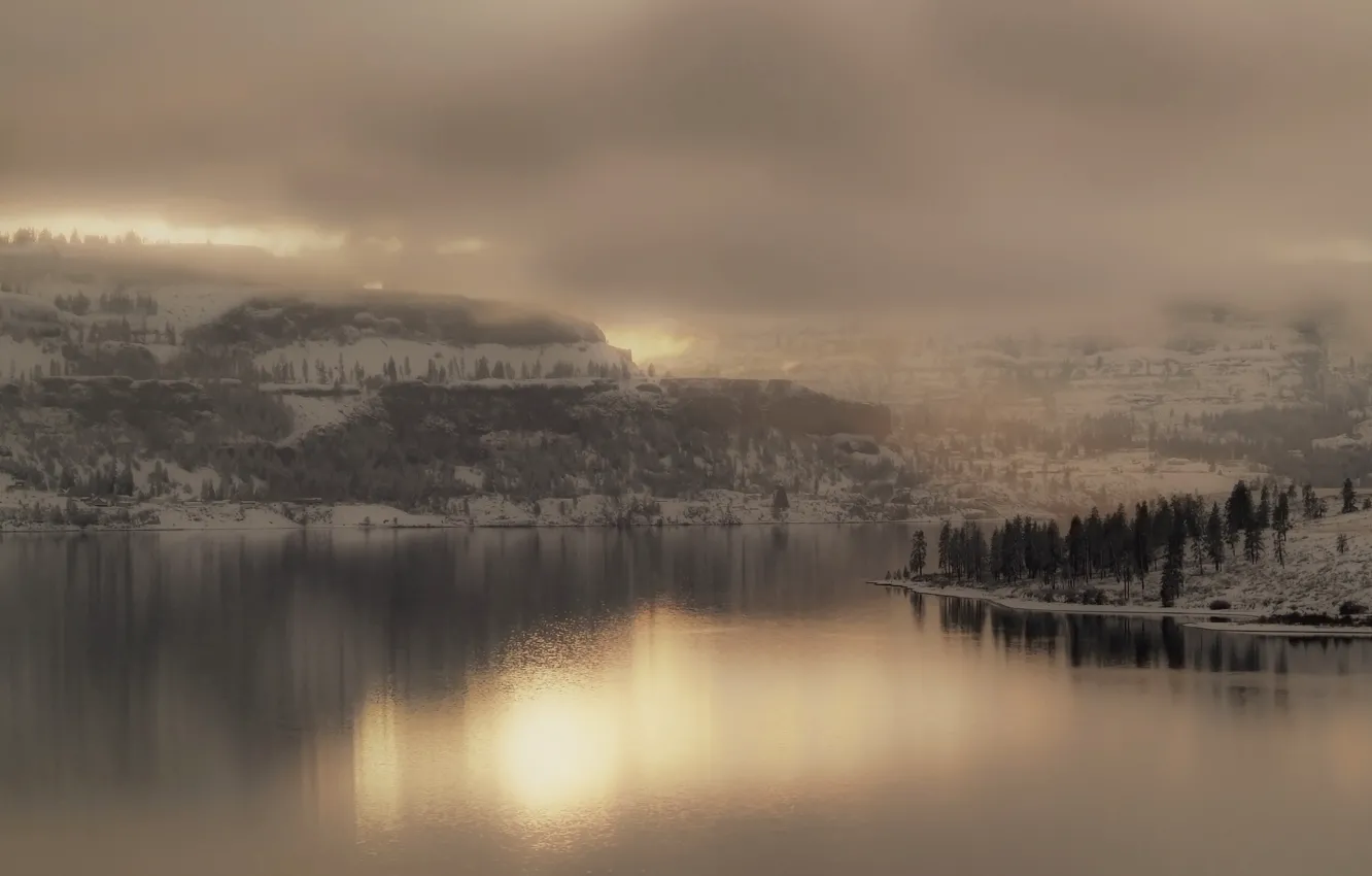 Фото обои туман, озеро, Landscape