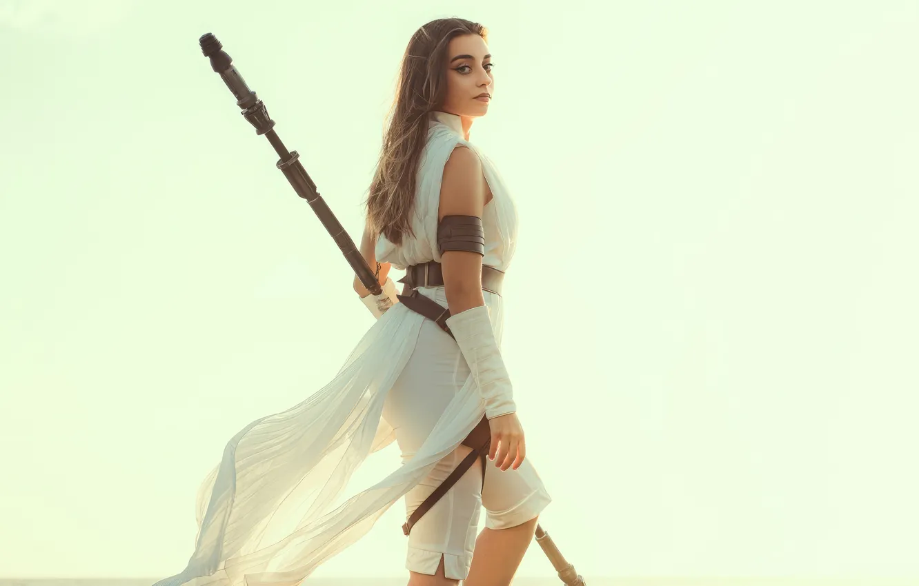 Фото обои girl, star wars, cosplay, rey