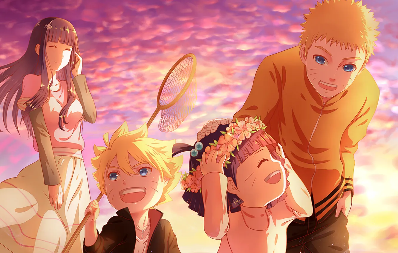 Фото обои девушка, дети, парень, naruto, anime, art, Hyuuga Hinata, Uzumaki Naruto