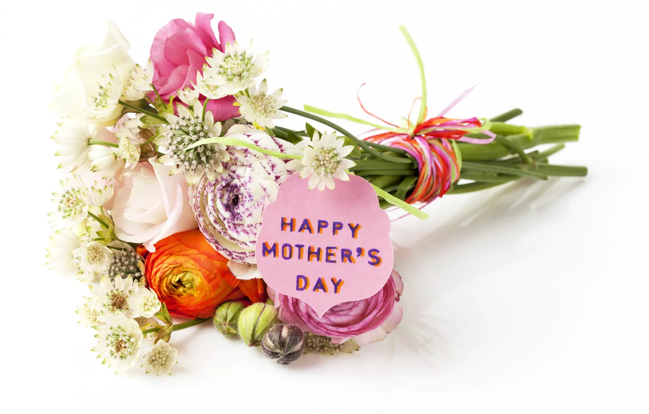 Фото обои цветы, розы, букет, happy, эустома, День матери, mothers Day
