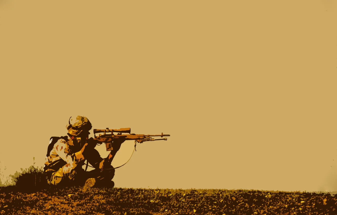 Фото обои солдат, снайпер, снайперка, выжидание