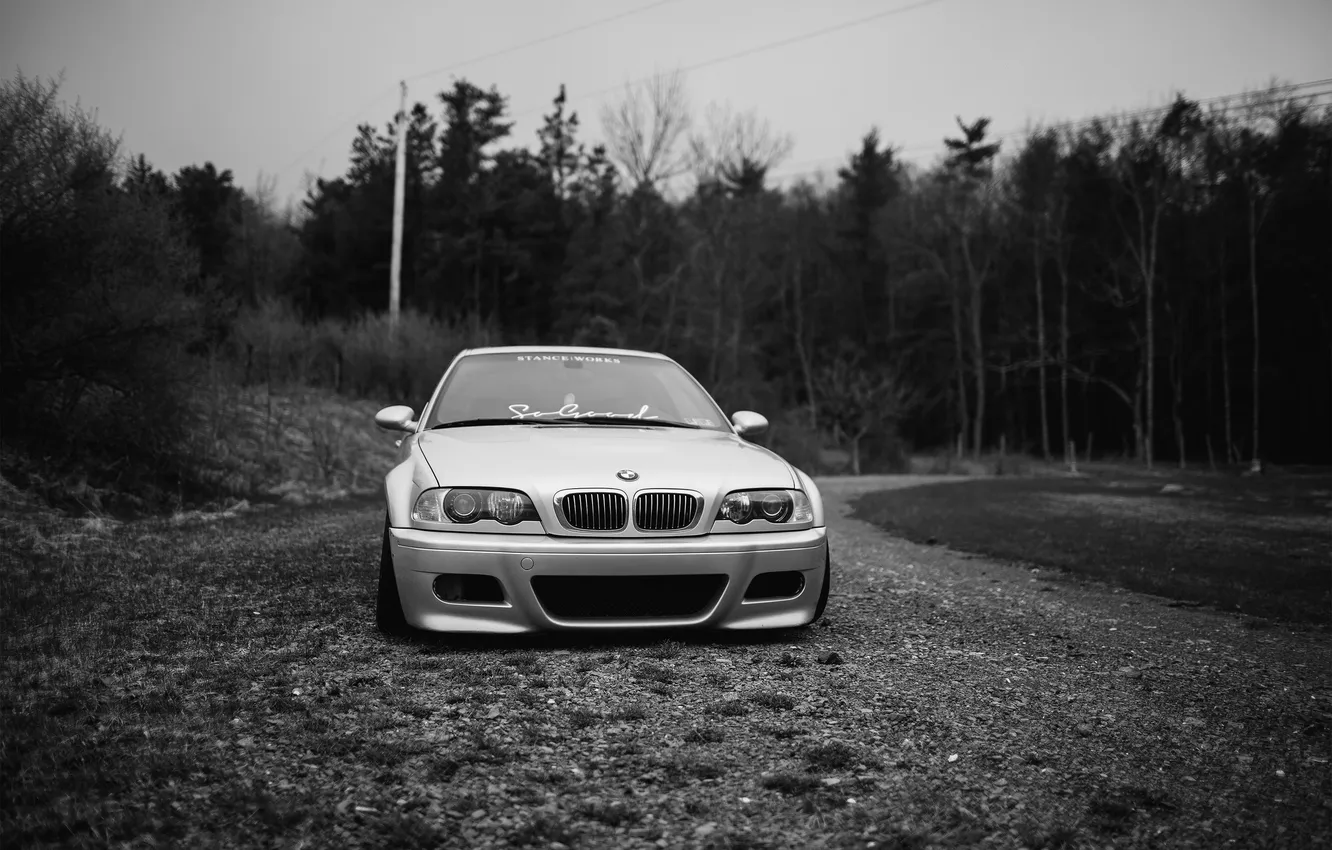 Фото обои белый, бмв, BMW, черно-белое, white, E46
