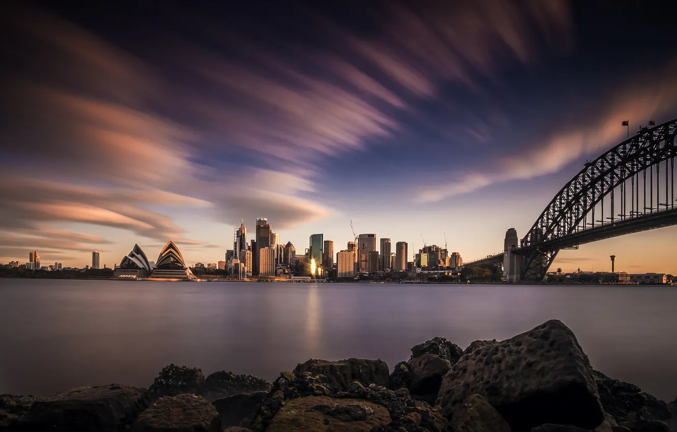 Фото обои Небо, Город, Австралия, Сидней, Архитектура, skyline, Sydney