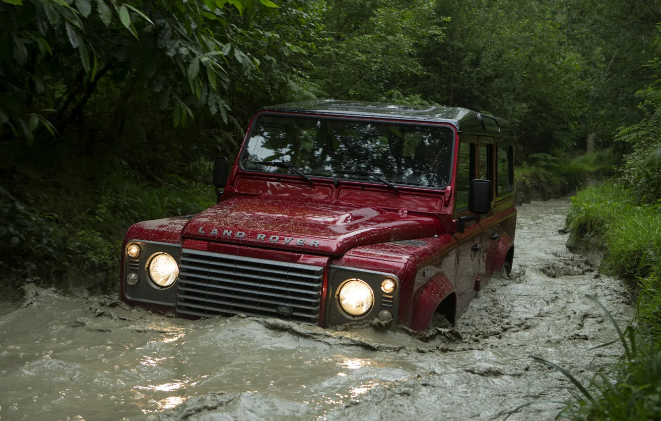 Фото обои вода, Land Rover, Defender, 2013, Defender 110