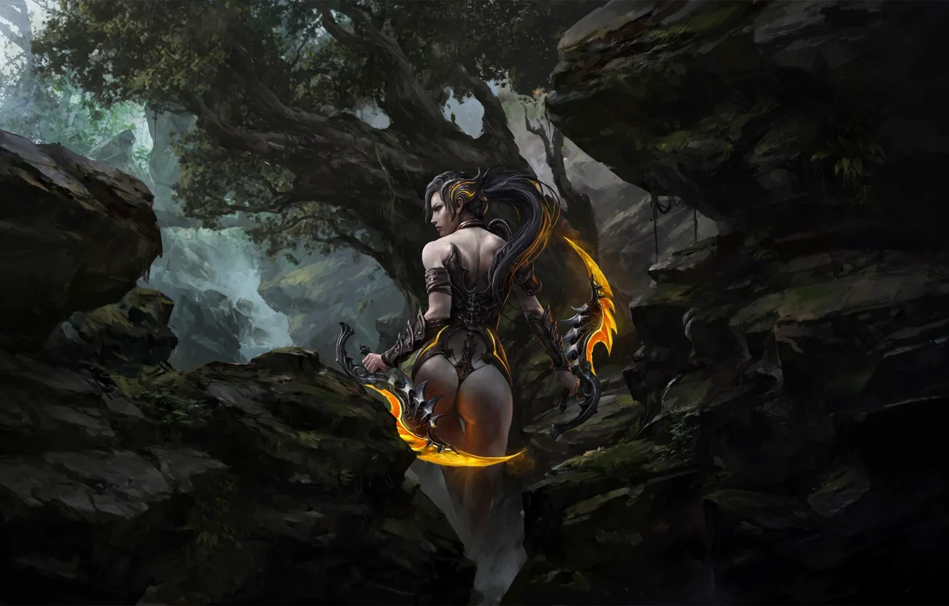 Фото обои Girl, Fantasy, Art, Concept Art, Forest, Russell Dongjun Lu, by Russell Dongjun Lu