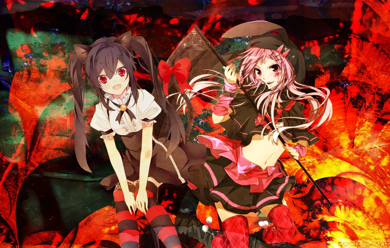 Фото обои девушки, аниме, хеллоуин, коса смерти
