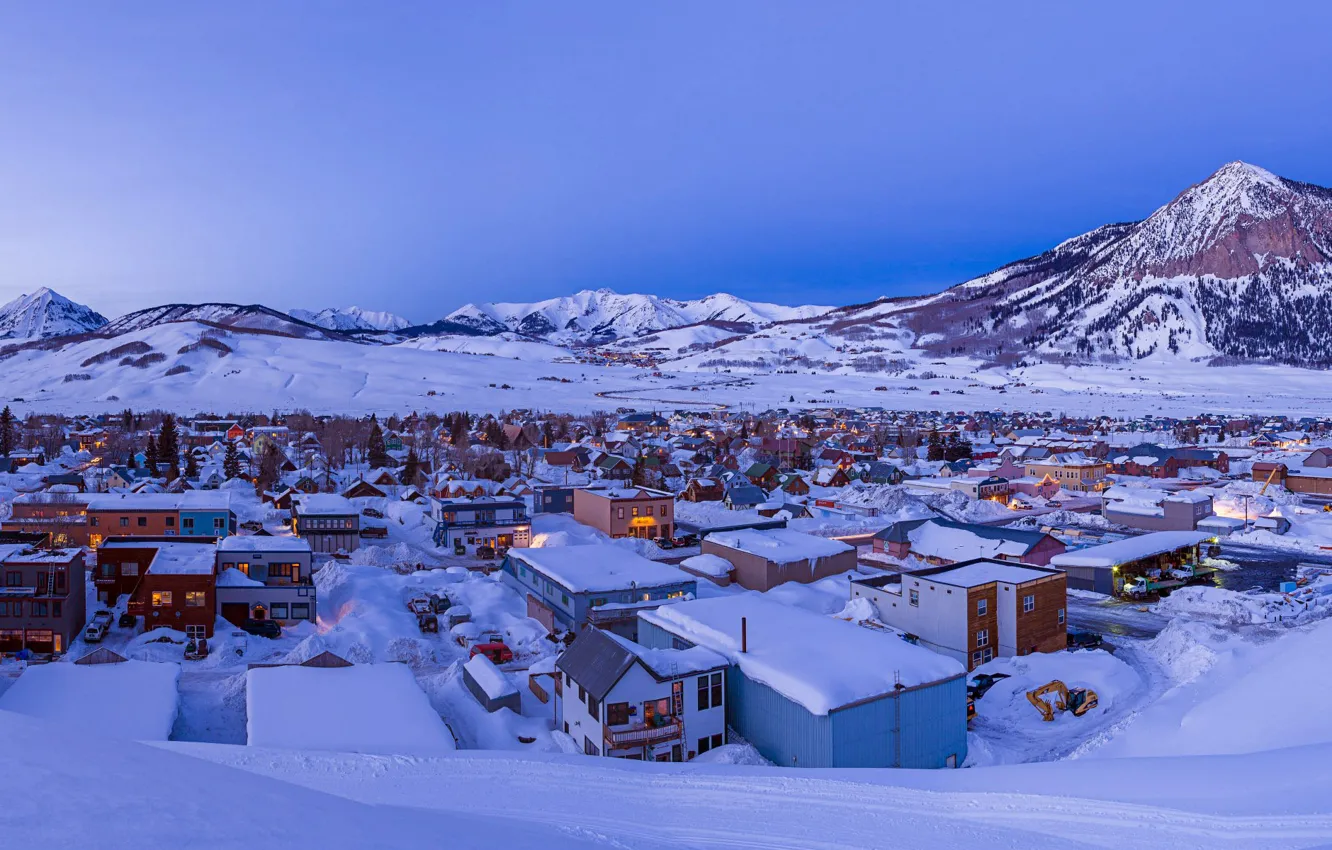 Фото обои зима, снег, дома, Колорадо, USA, США, Colorado
