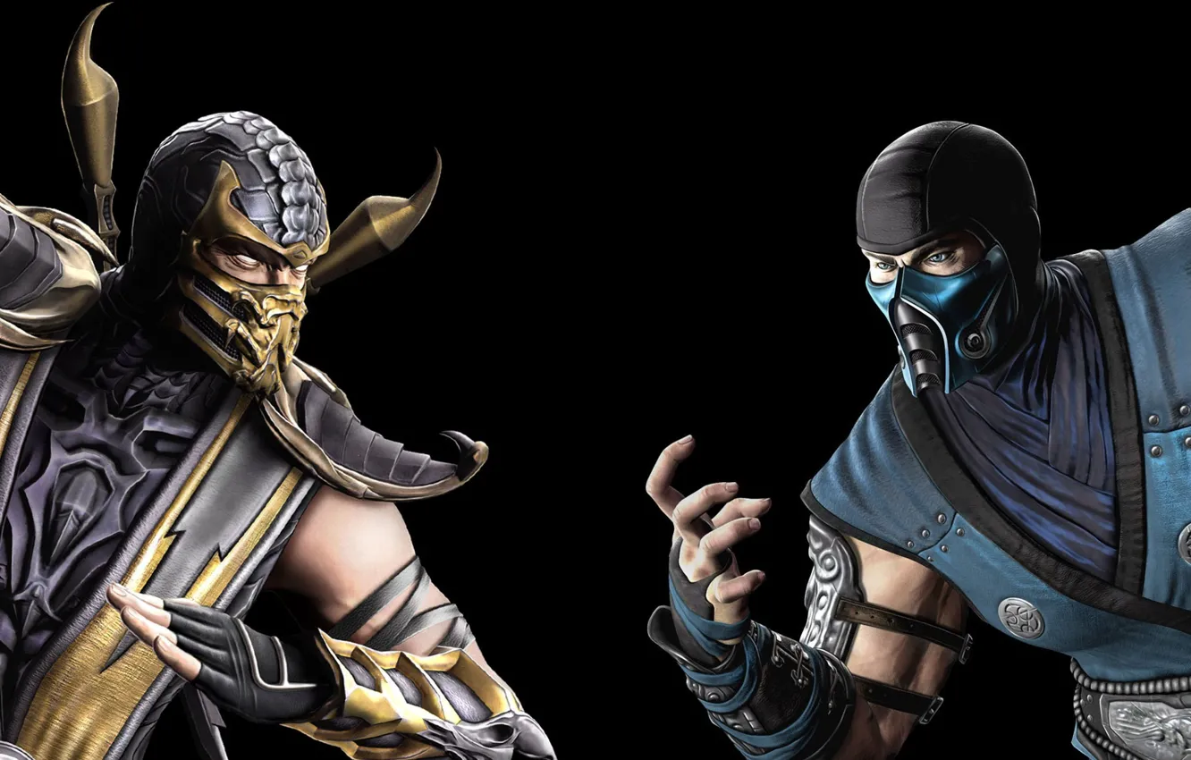 Фото обои маски, Scorpion, Sub-Zero, MK9