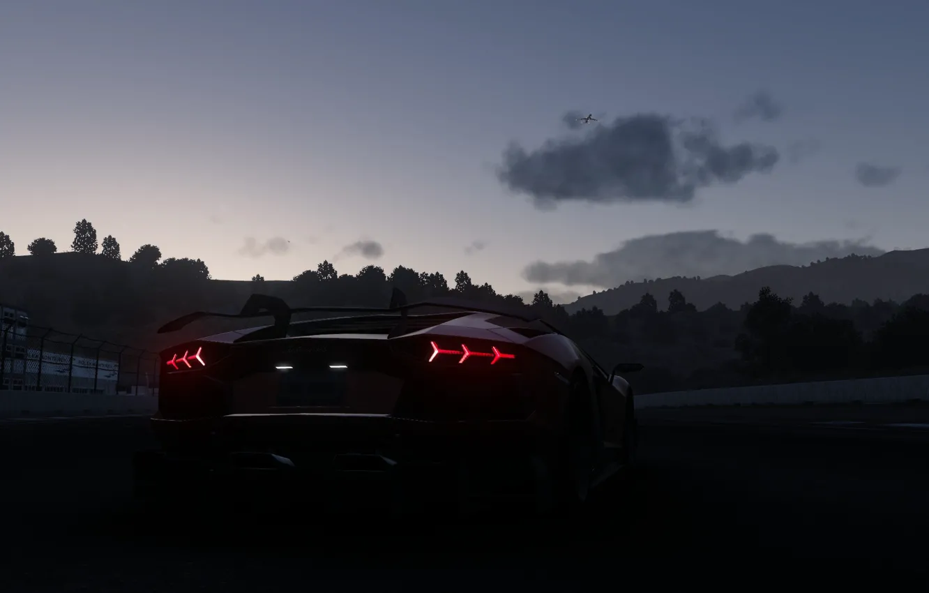 Фото обои night, Aventador, The Crew, Lamboghini